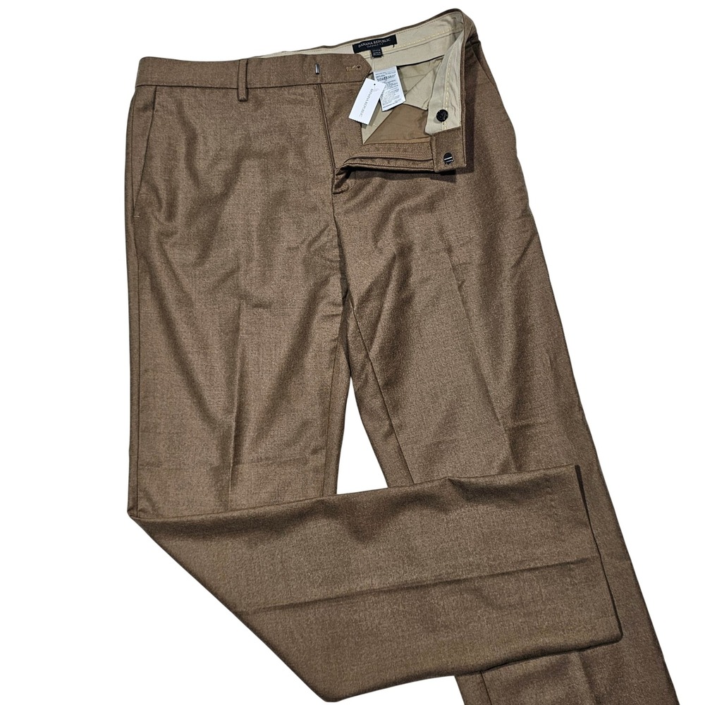 Banana Republic Dress Pants Mens 33x33 Brown Virgin Wool Tapered Academia Preppy